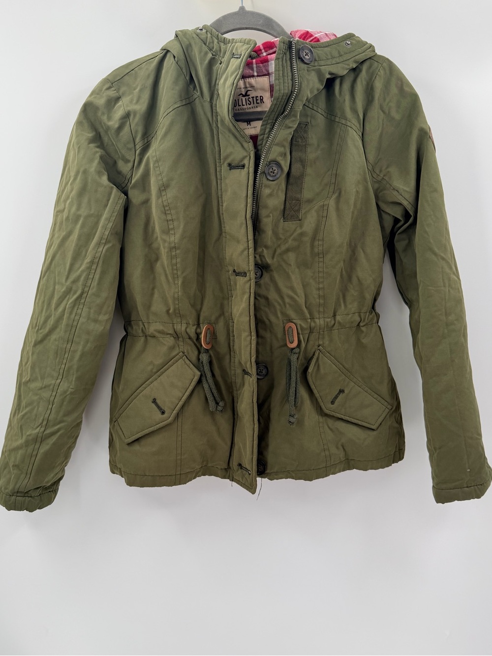Hollister Y2K Style Green Military Field Flannel Jacket Coat Medium Bella Swan